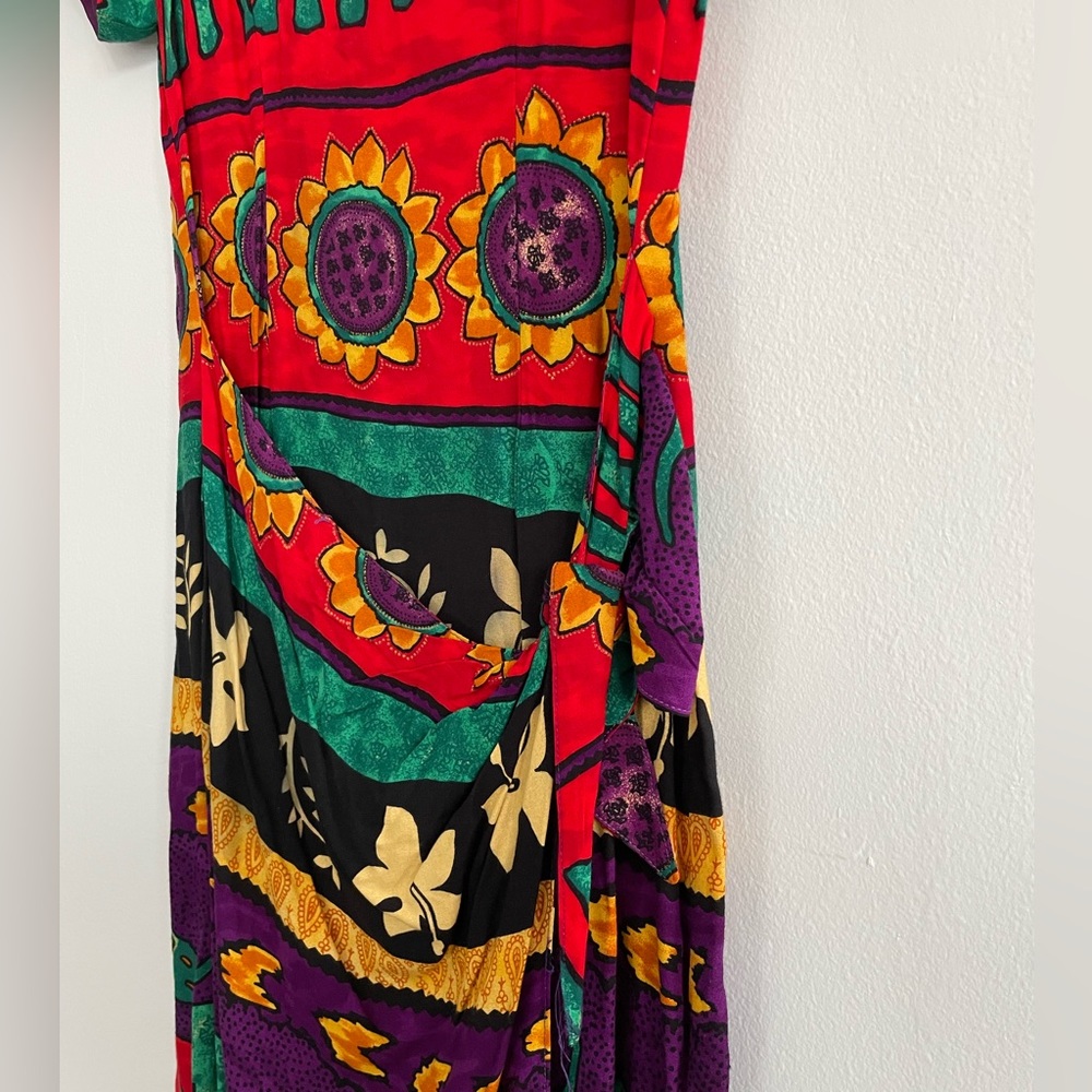 Vintage Jessica Howard Elephant Tribal Print Wrap Dress | size 6 Petite - Picture 2 of 6